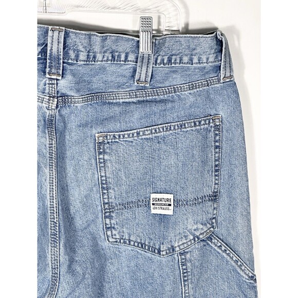 Levi Strauss Signature Carpenter Jeans Mens 38x32 Blue Denim Workwear Pants - Picture 15 of 16